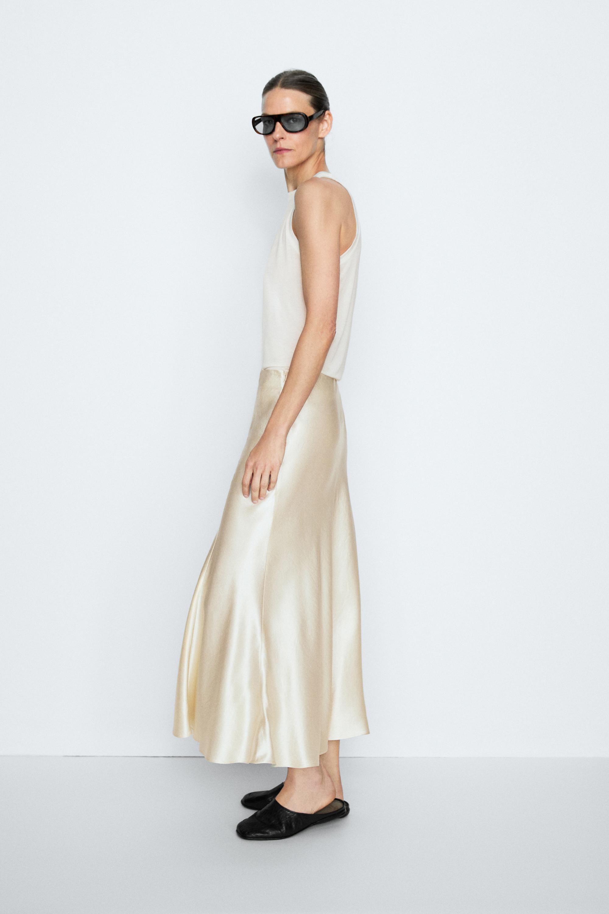 Flowing satin midi skirt - STUDIO